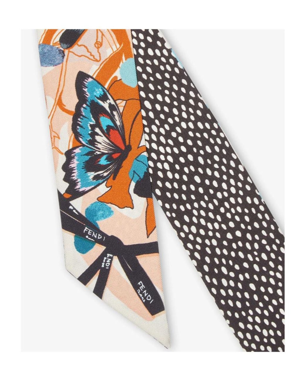 Fendi White Polka-Dot Graphic Scarf
