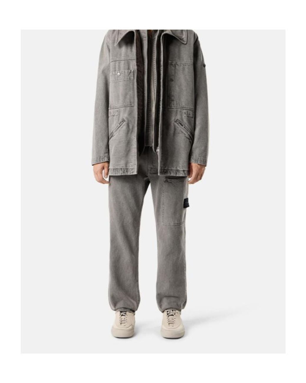 Stone Island Gray Regular Straight-Fit Chino Trousers With Pockets for men