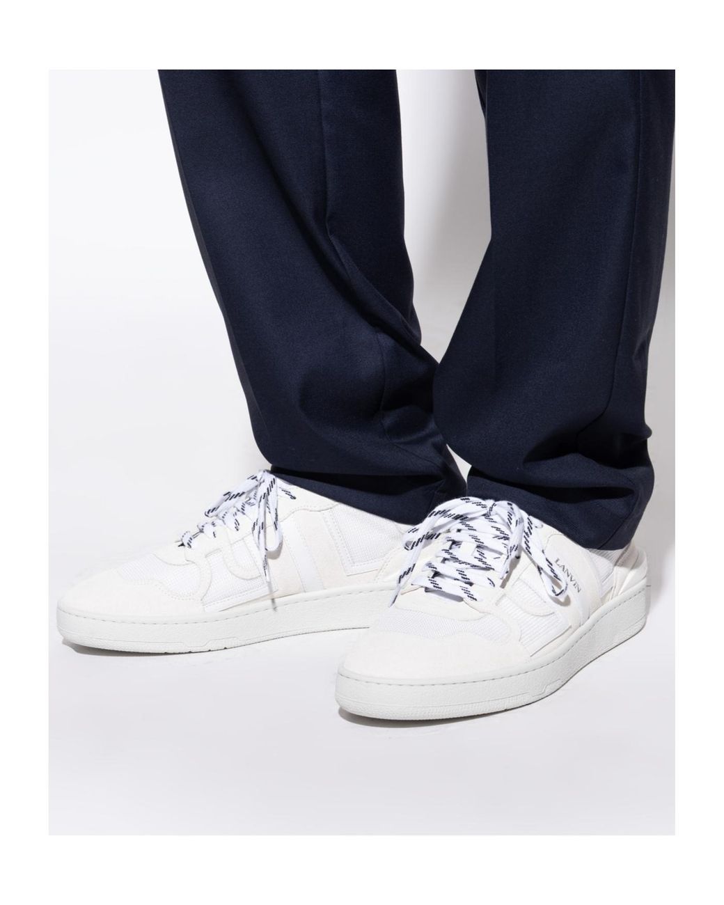 Lanvin White Clay Lace-Up Sneakers for men