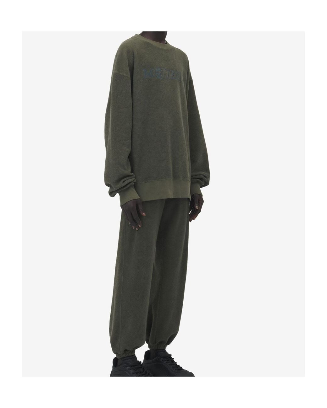 McQueen Green Logo Embroidered Crewneck Sweatshirt for men