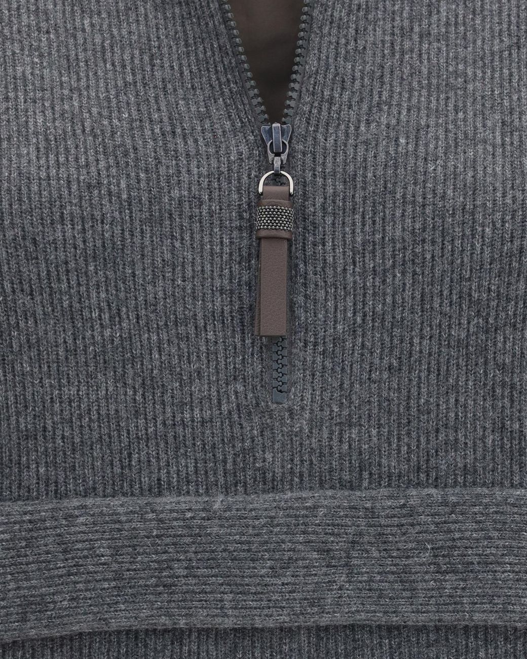 Brunello Cucinelli Gray Quarter-Zip Cashmere Sweater