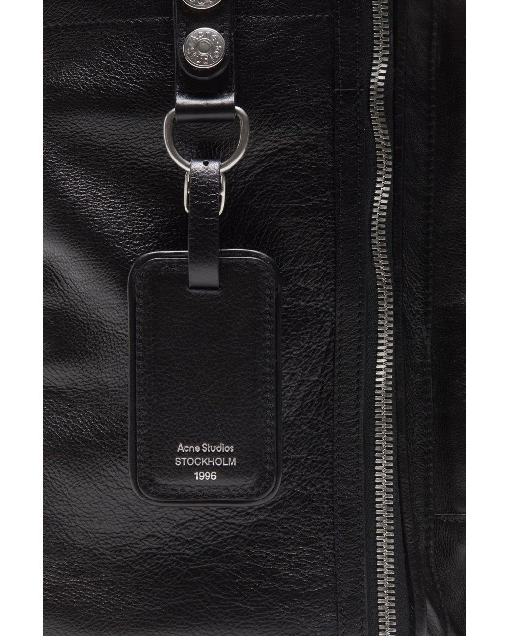 Acne Black Zip-Fastening Leather Shoulder Bag for men