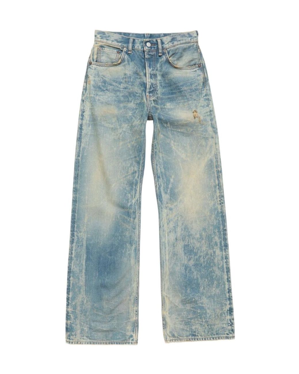 Acne Blue Patch Denim Wide-Leg Jeans