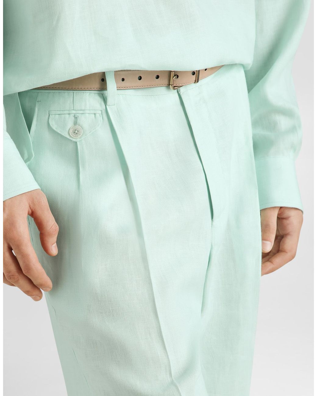 Dolce & Gabbana Blue Linen Bermuda Shorts for men