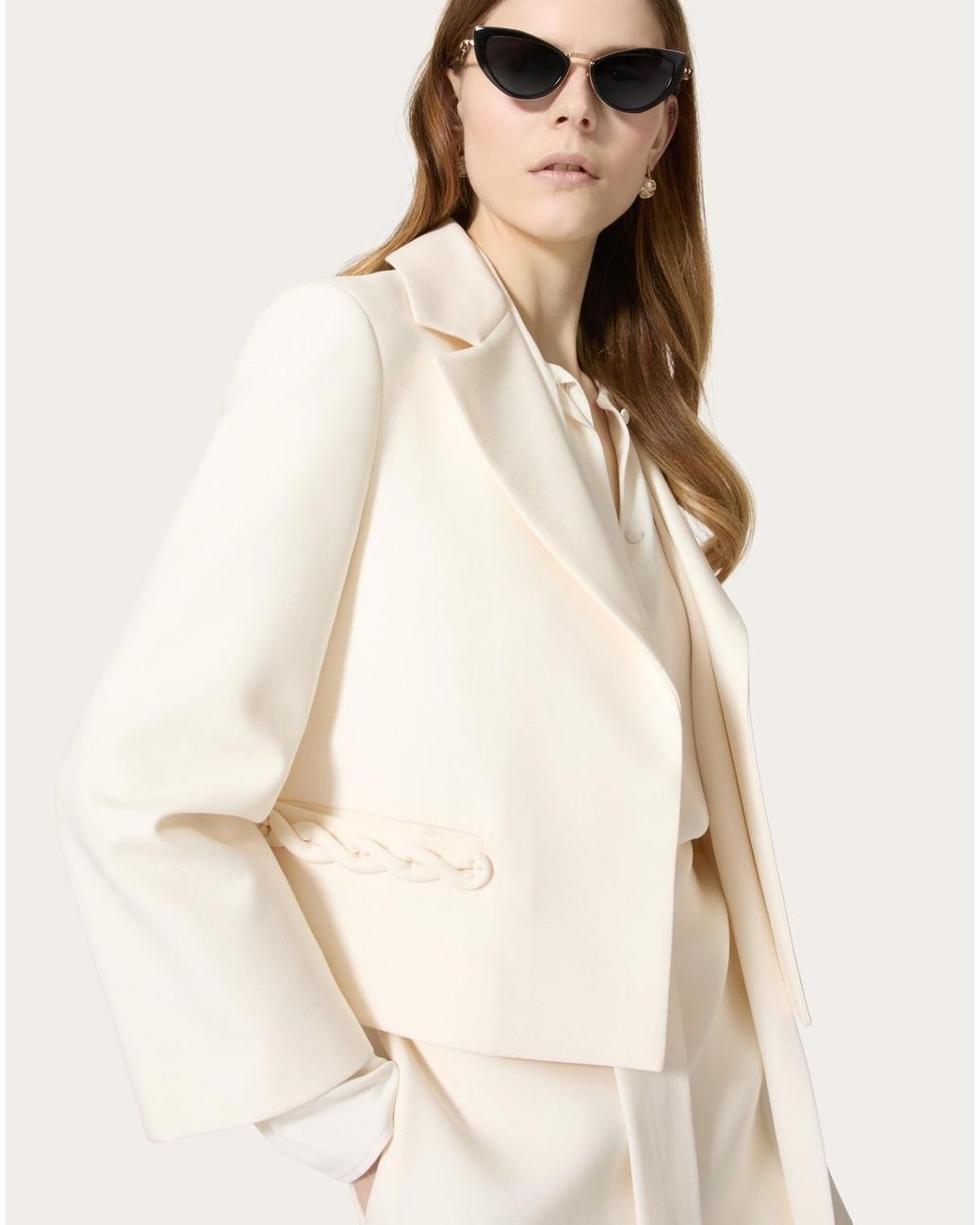 Valentino Natural Single-Breasted Virgin Wool-Silk Coat