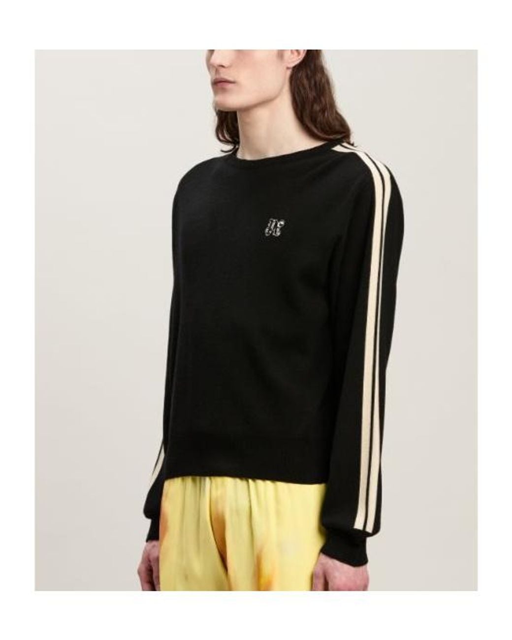 Palm Angels Black Monogram Embroidered Knitted Jumper for men