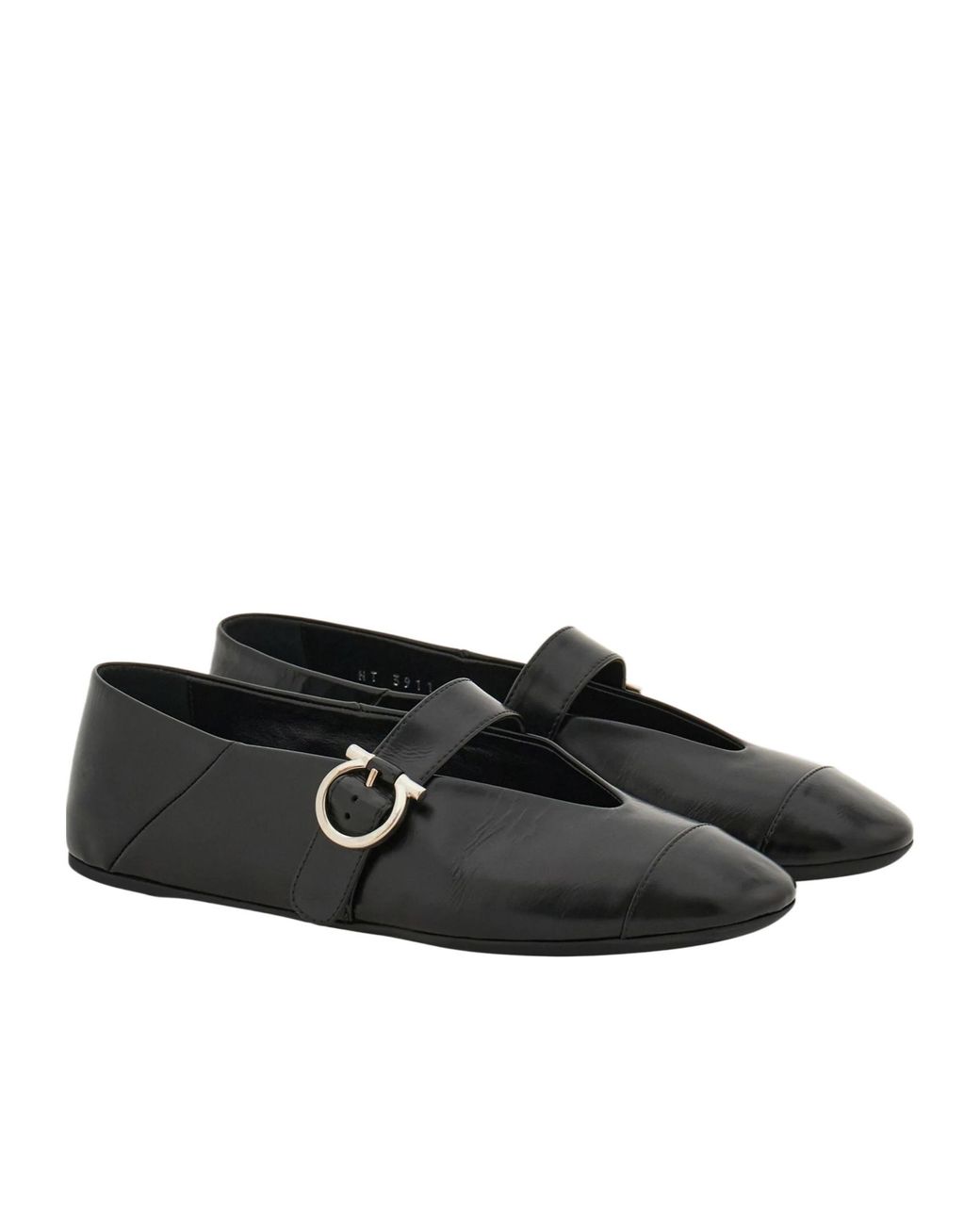 Ferragamo Black Gancini Ballet Flat