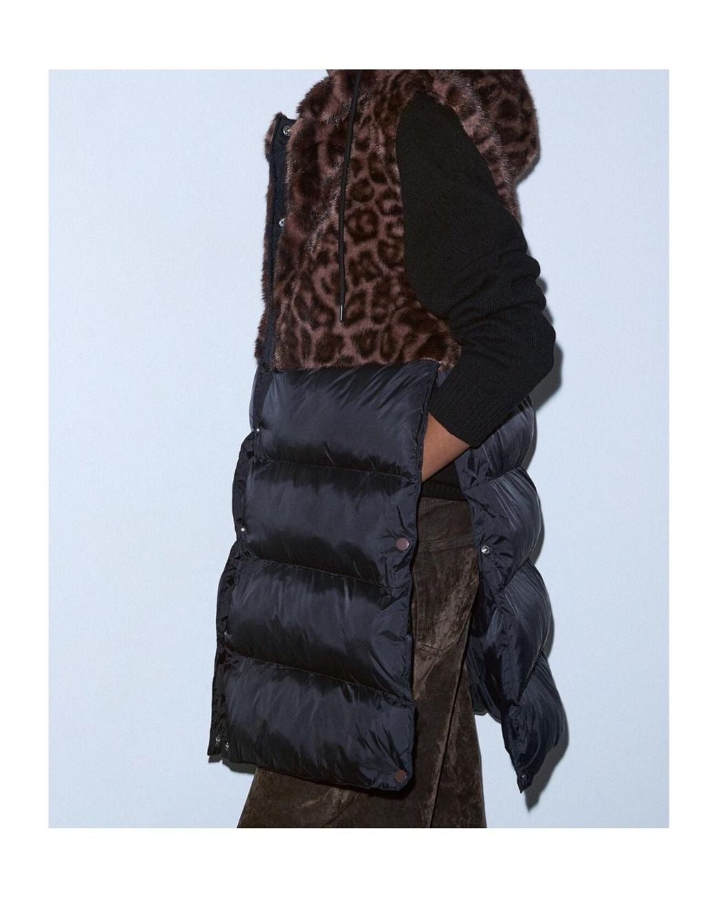 Liu Jo Leopard-Print Panel Quilted Gilet in Black | Lyst