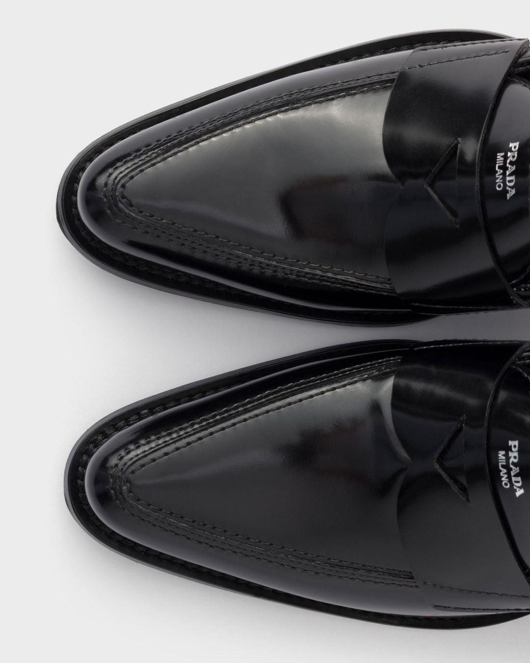 Prada Black Brushed Leather Loafers