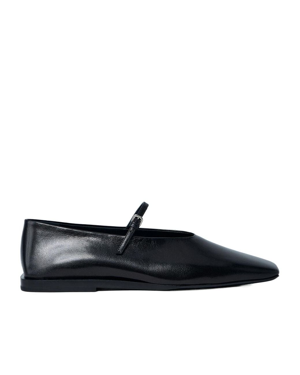 Jil Sander Black Ankle Buckle Strap Flat Shoes