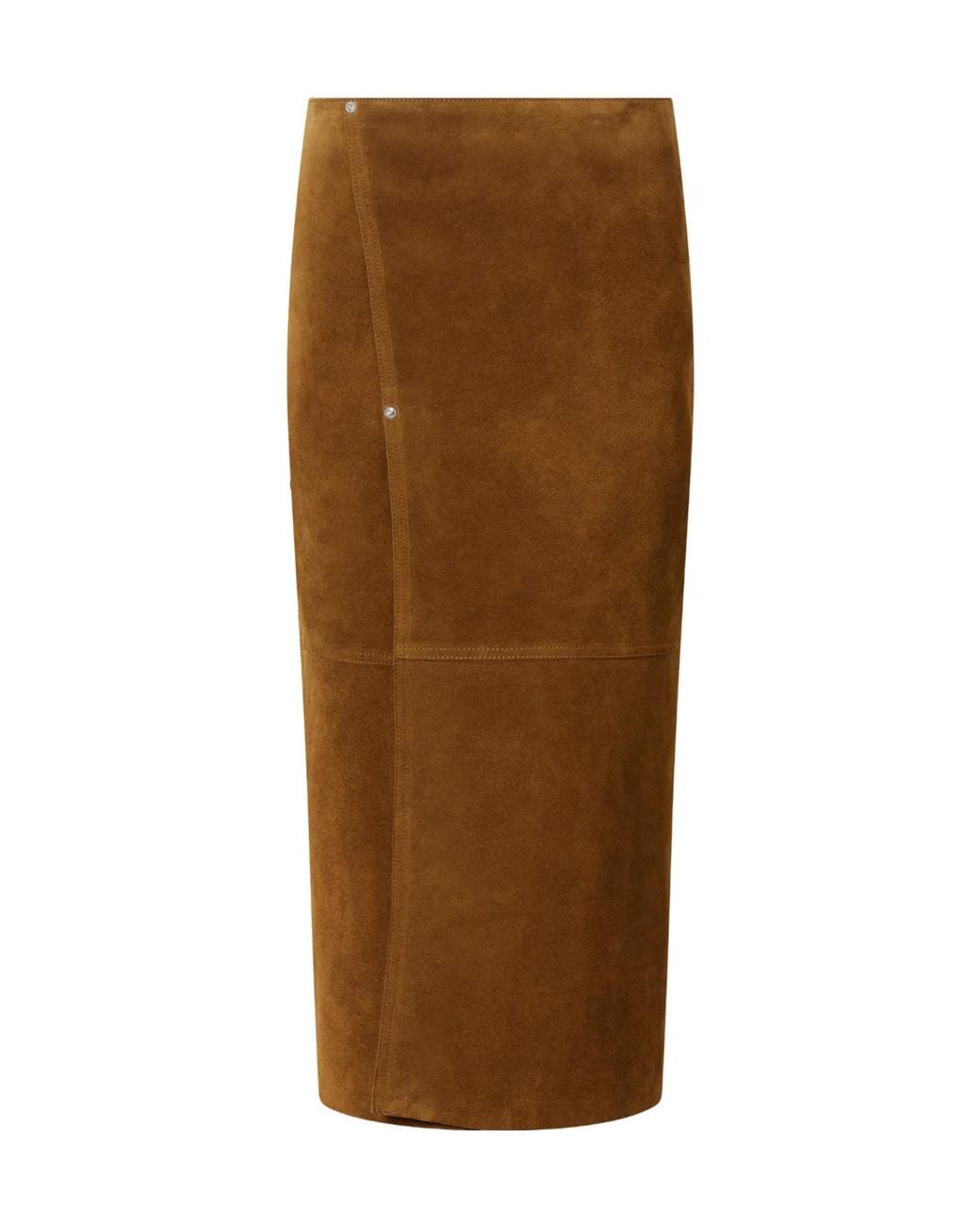 Studio Nicholson Brown Suede Midi Skirt
