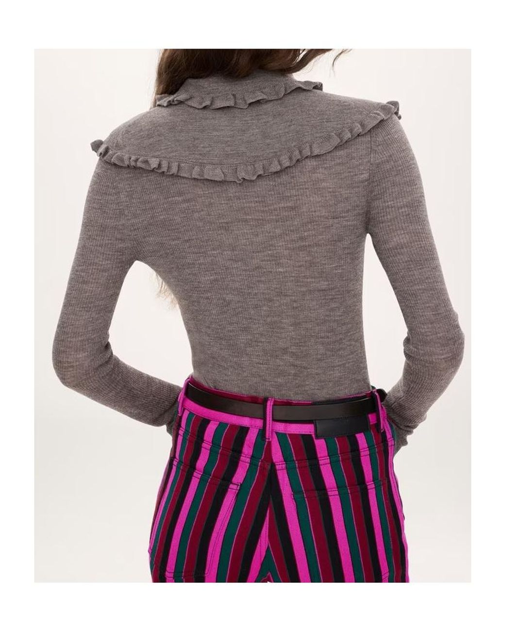 Chloé Gray Chloé Fitted Knit Henley Shirt