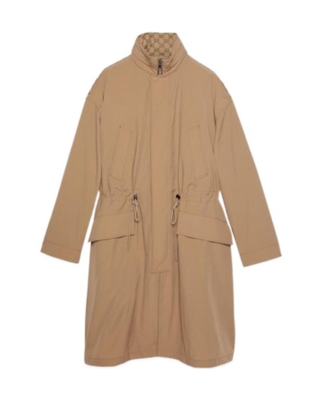 Gucci Natural Hooded Pattern-Detail Coat for men