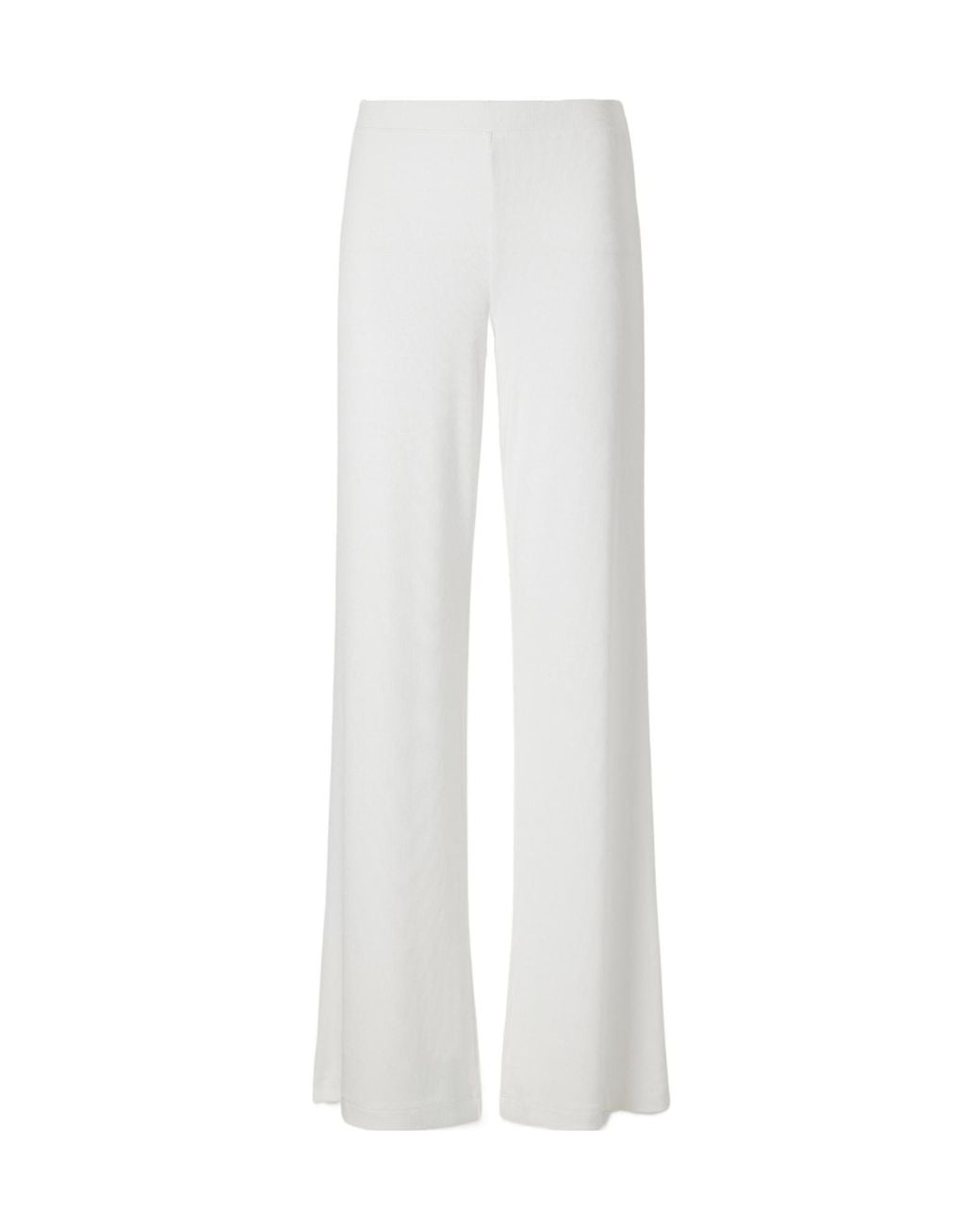 ÉTERNE White Easy Lounge Ribbed-Knit Jersey Wide-Leg Pants