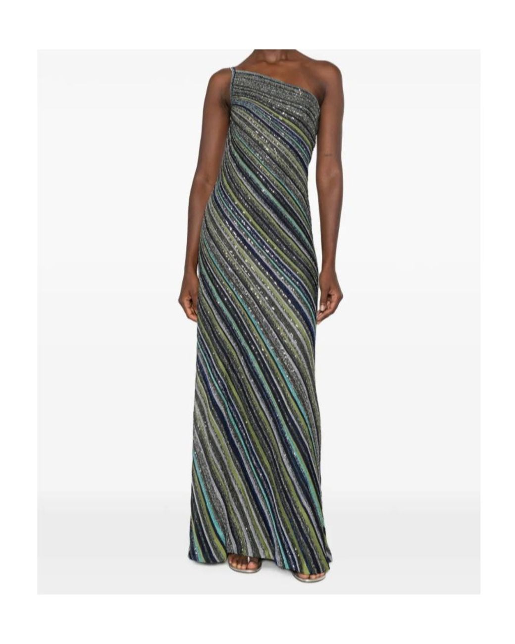 Missoni Green Long Dress With Sequins Viscose