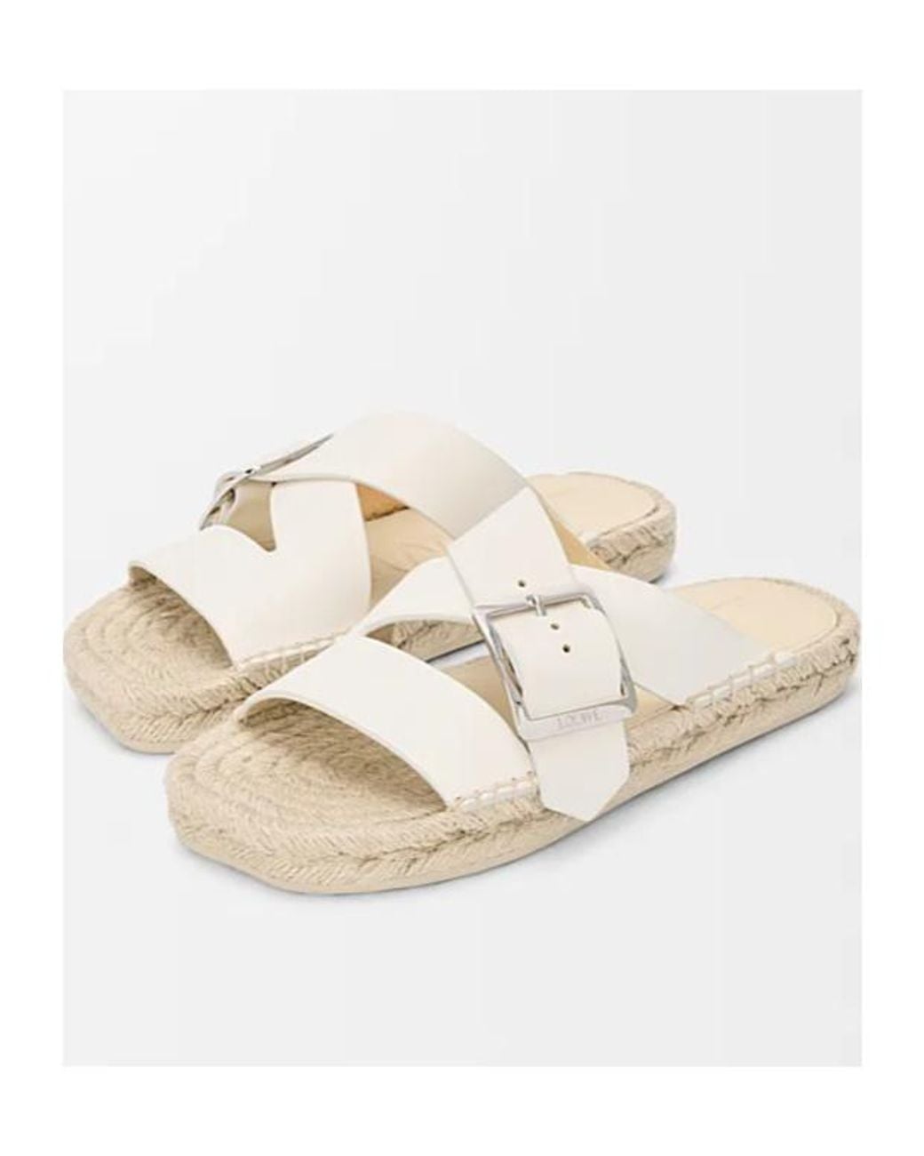 Loewe White Buckled Cross-Strap Flat Sandals