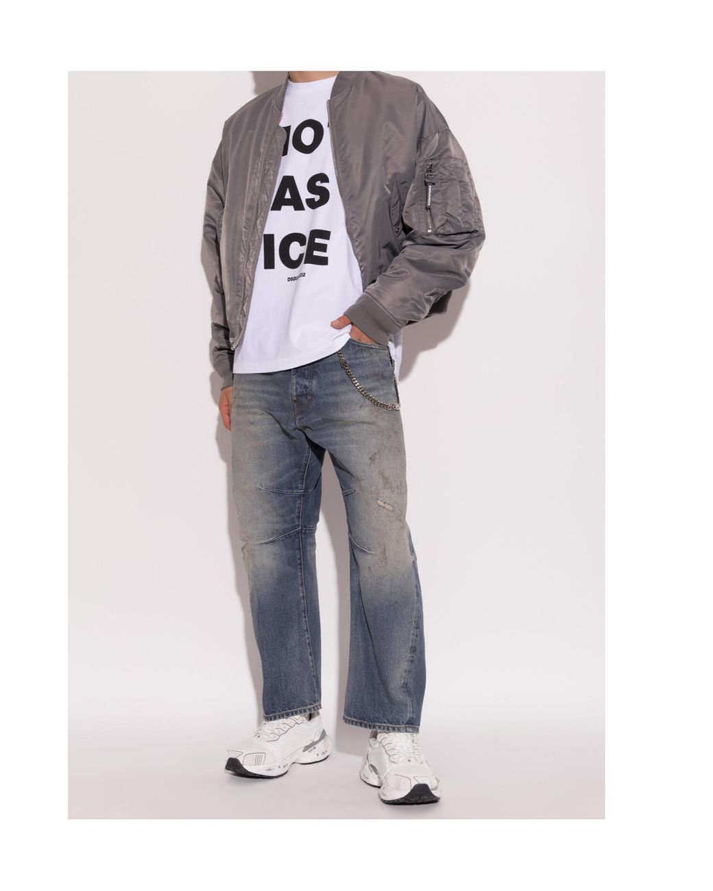 DSquared² Gray Quilted Bomber Jacket for men