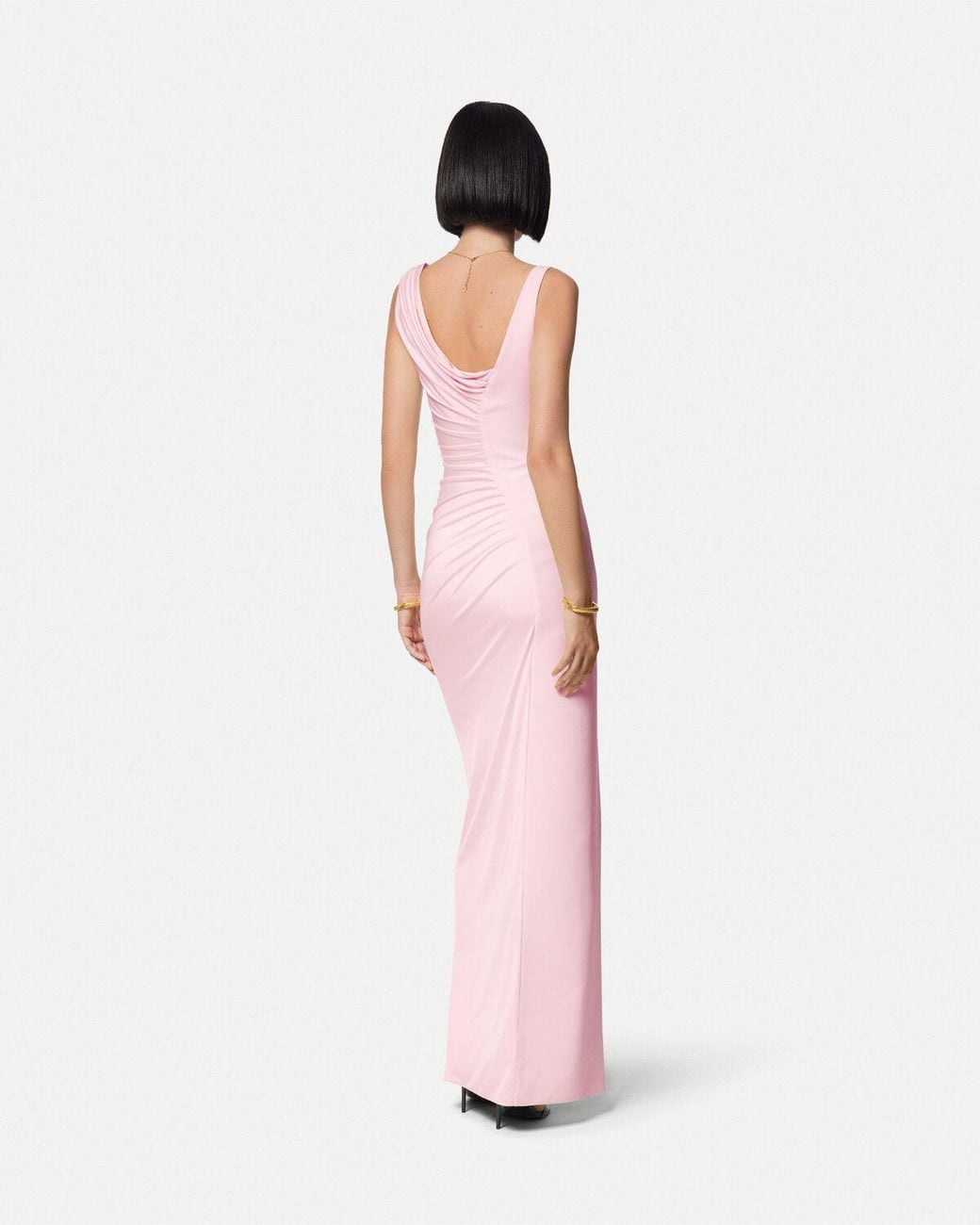 Versace Pink Draped One-Shoulder Dress