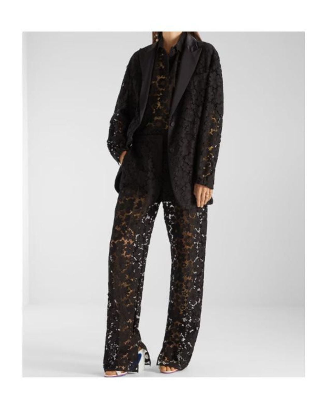 Fendi Black Straight-Leg Lace Pants