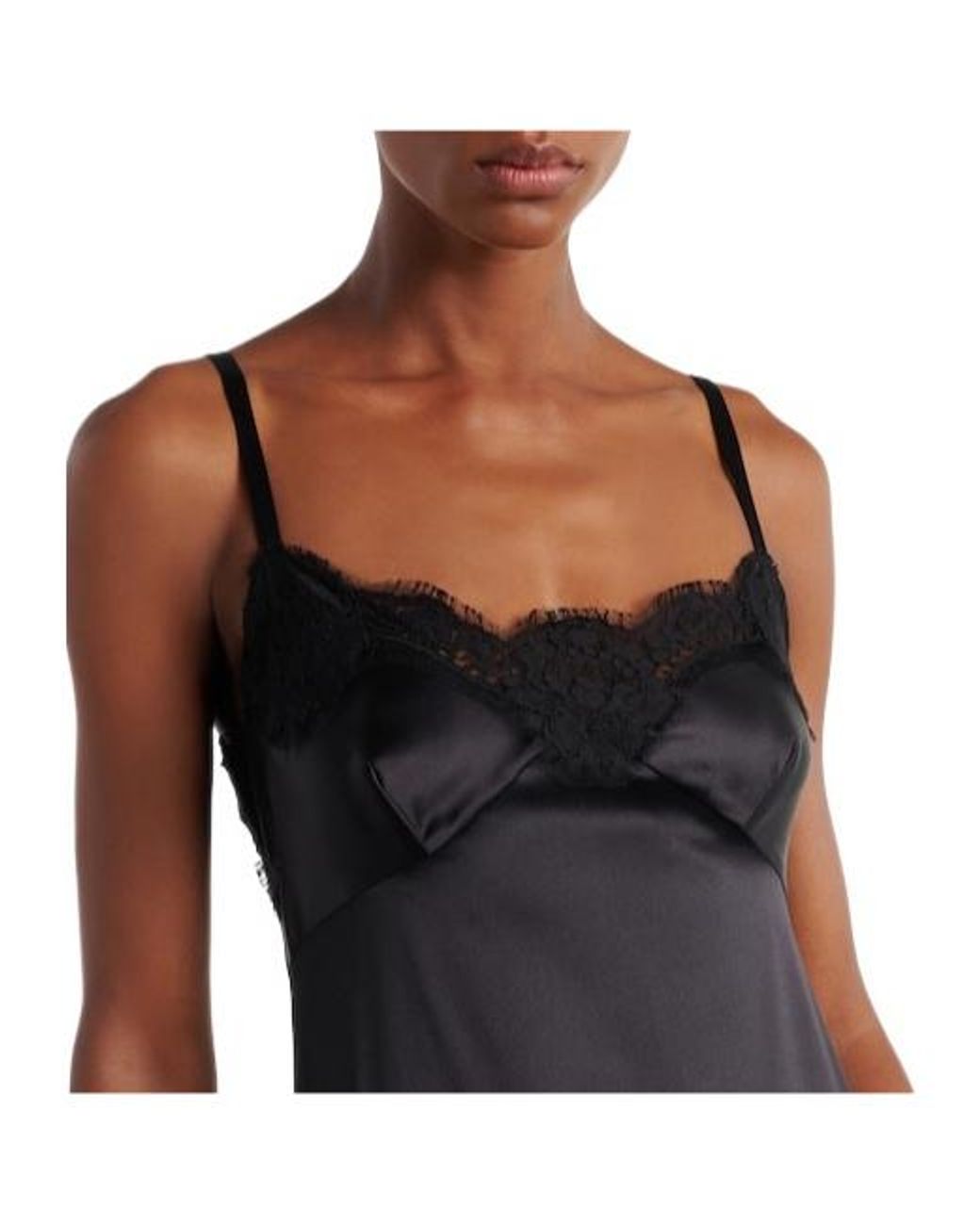 Dolce & Gabbana Black Lace-Trimmed Silk And Cotton-Blend Gown