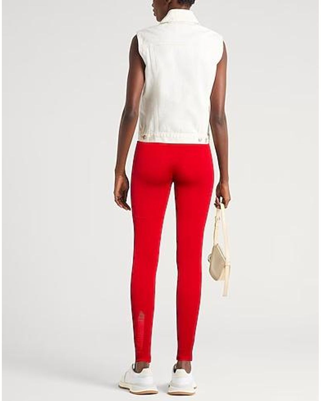 MM6 by Maison Margiela Red Solid Color Knit Leggings