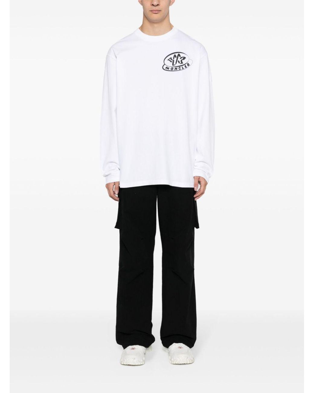 Moncler White Logo-Stamp Cotton T-Shirt for men