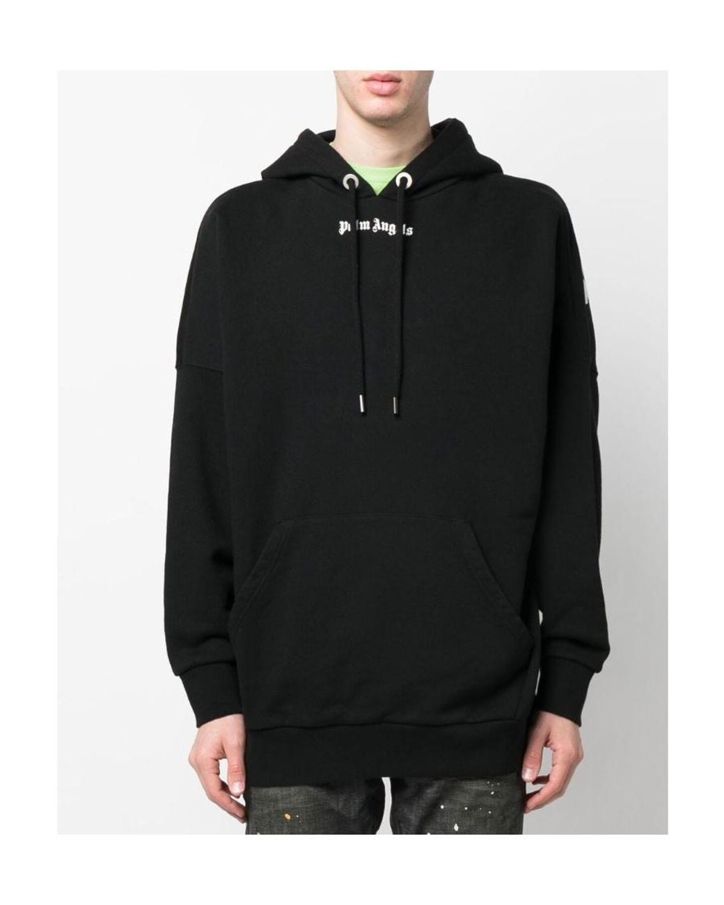Palm Angels Black Logo Printed Drawstring Hoodie for men