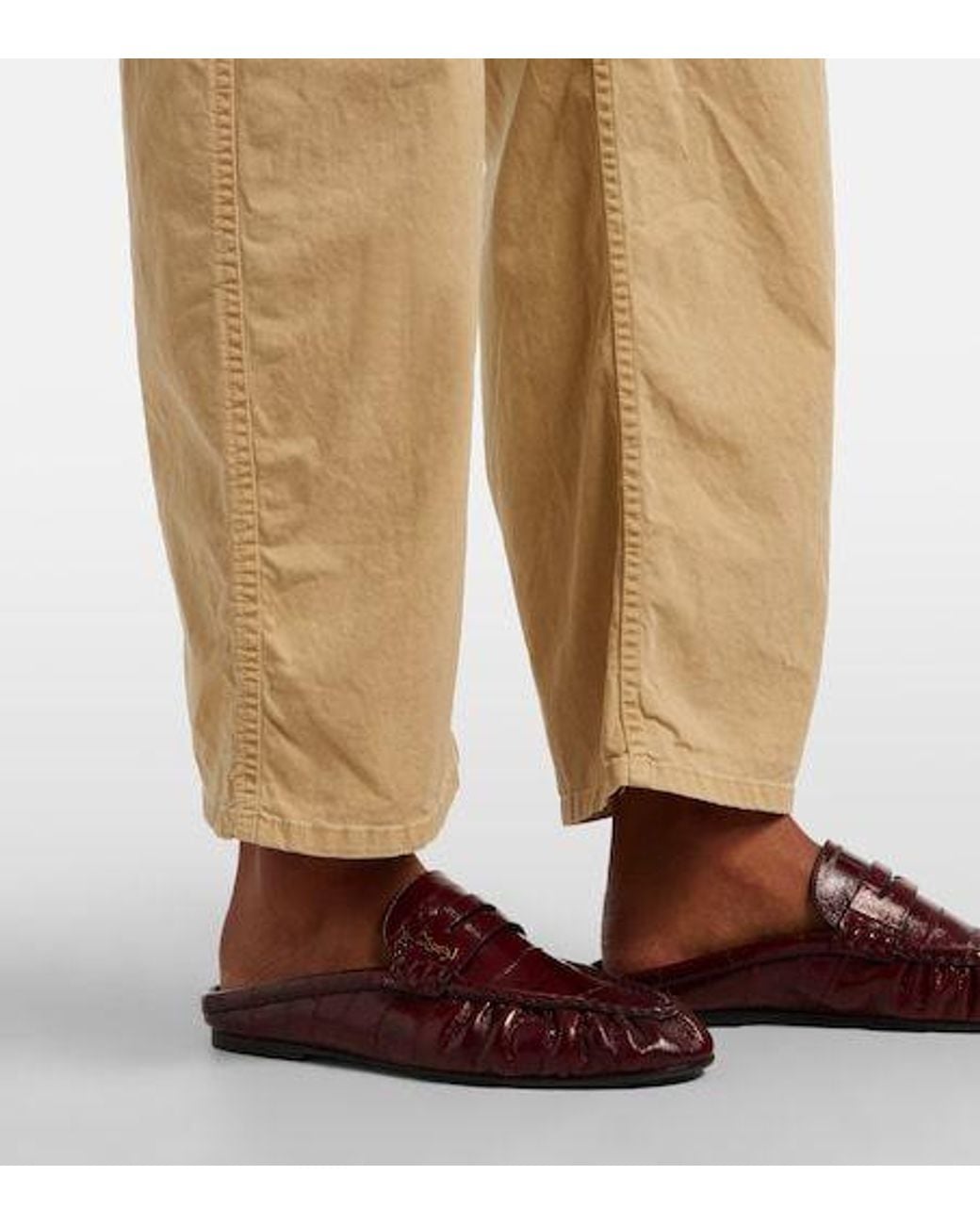 Nili Lotan Natural Tribeca Cotton Twill Barrel-Leg Pants
