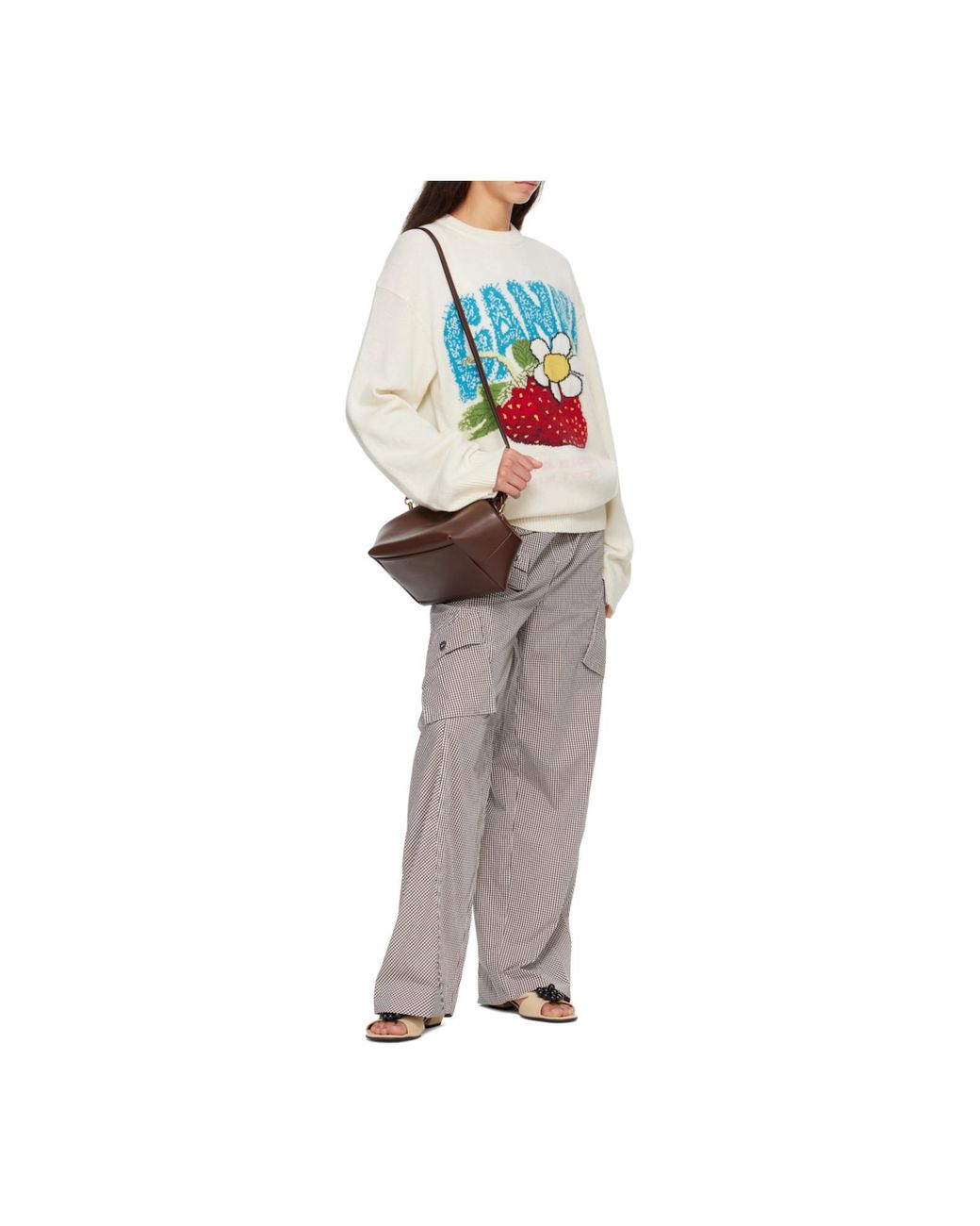 Ganni White Strawberry Oversized Jumper