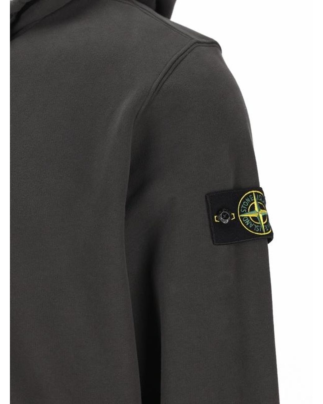 Stone Island Black Zip-Up Compass Patch Hoodie for men