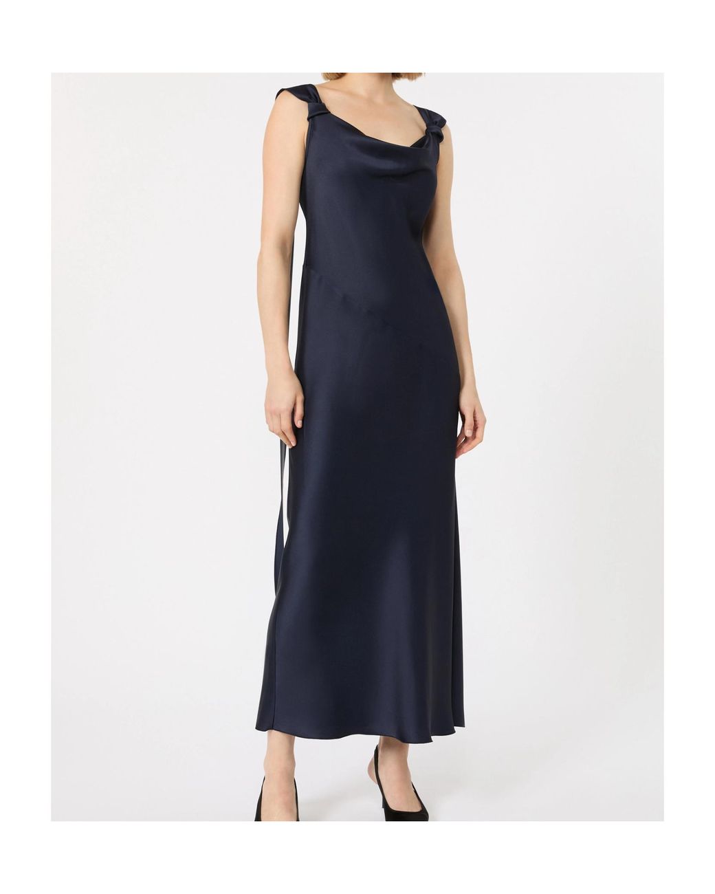 Max Mara Blue Envers Satin Slip Dress