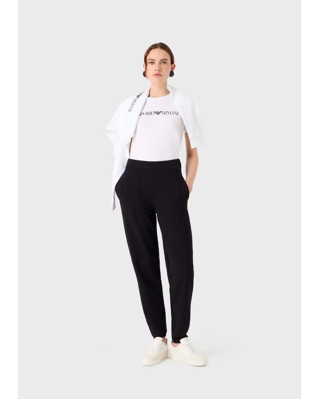 Emporio Armani White Logo Printed Crewneck T-Shirt
