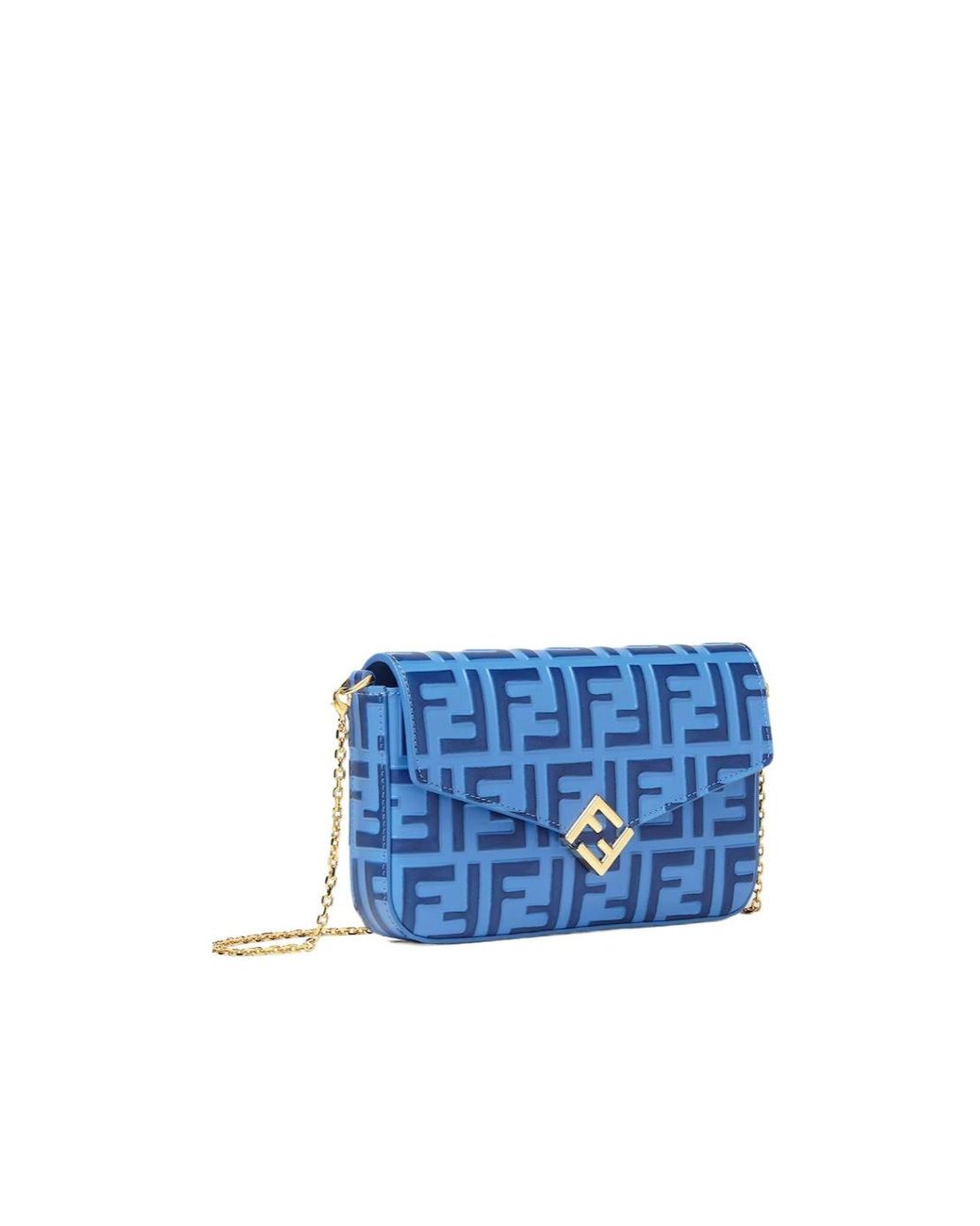 Fendi Blue Ff Diamonds Chain Wallet