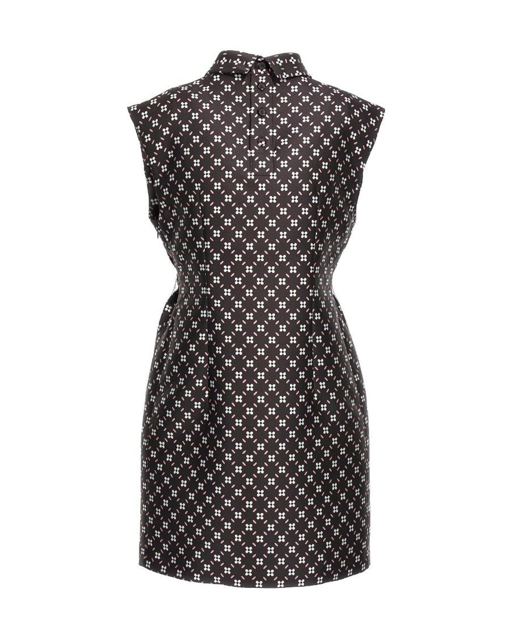 Lanvin Black All-Over Floral Printed Mini Dress