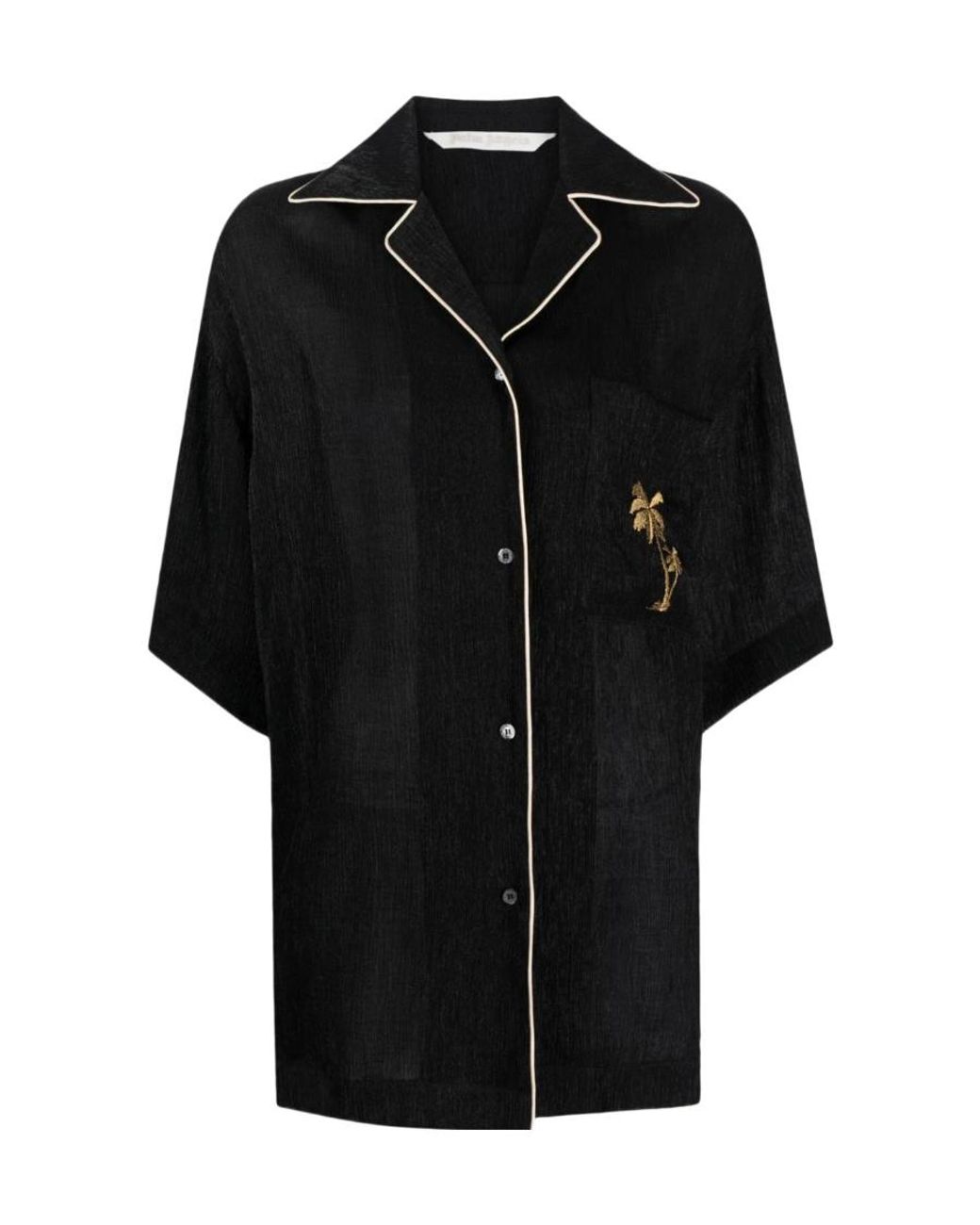 Palm Angels Black Soireé Logo-Embroidered Button-Up Shirt