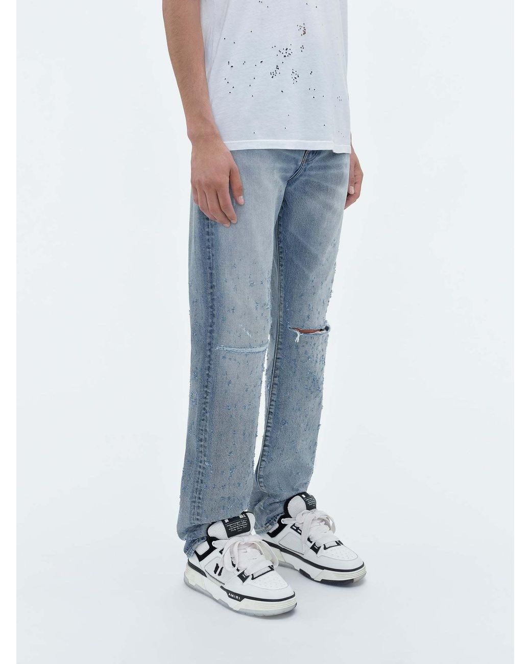 Amiri Blue Shotgun Distressed Straight Jeans for men