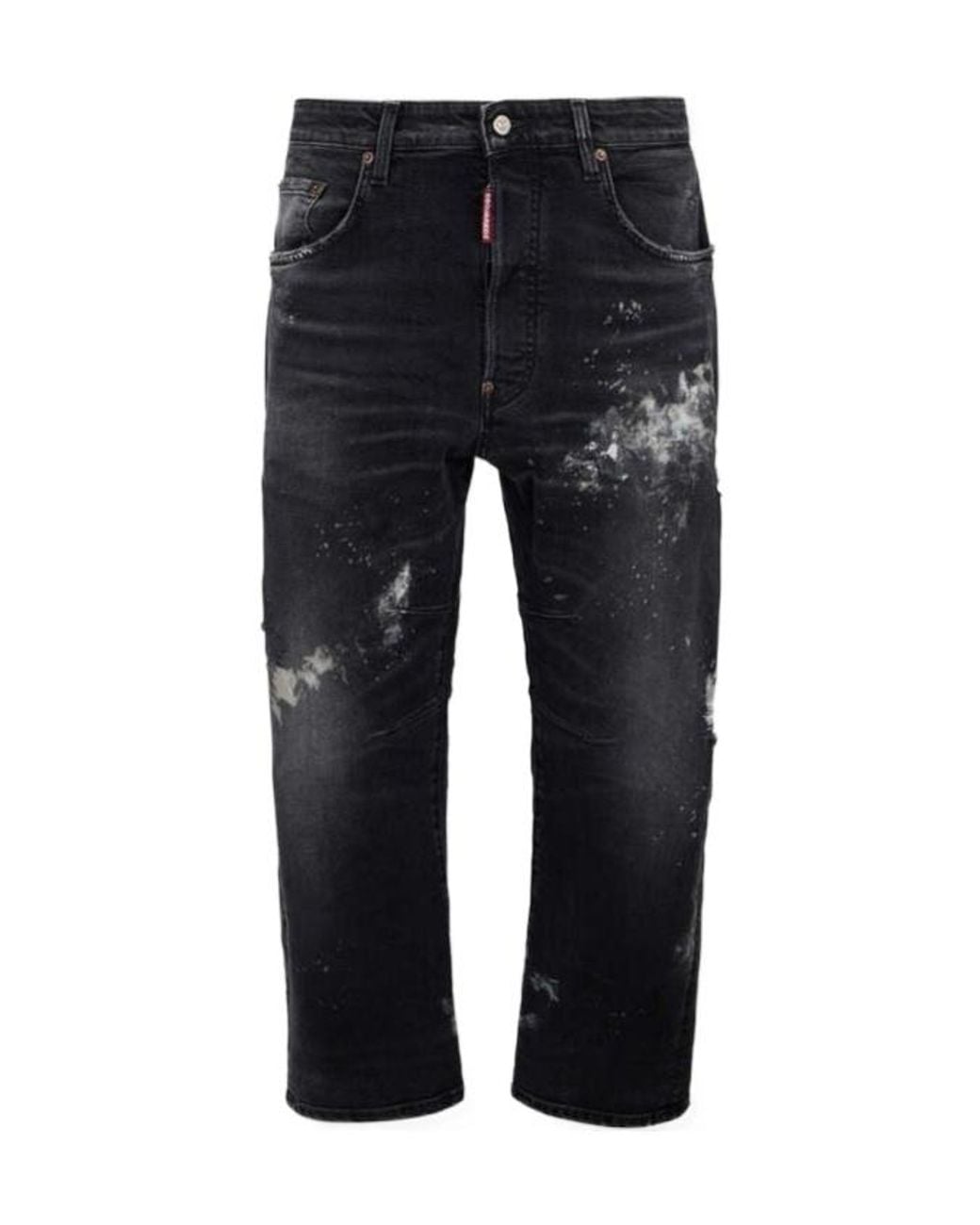 DSquared² Black Kawaii Paint-Splatter Jeans for men