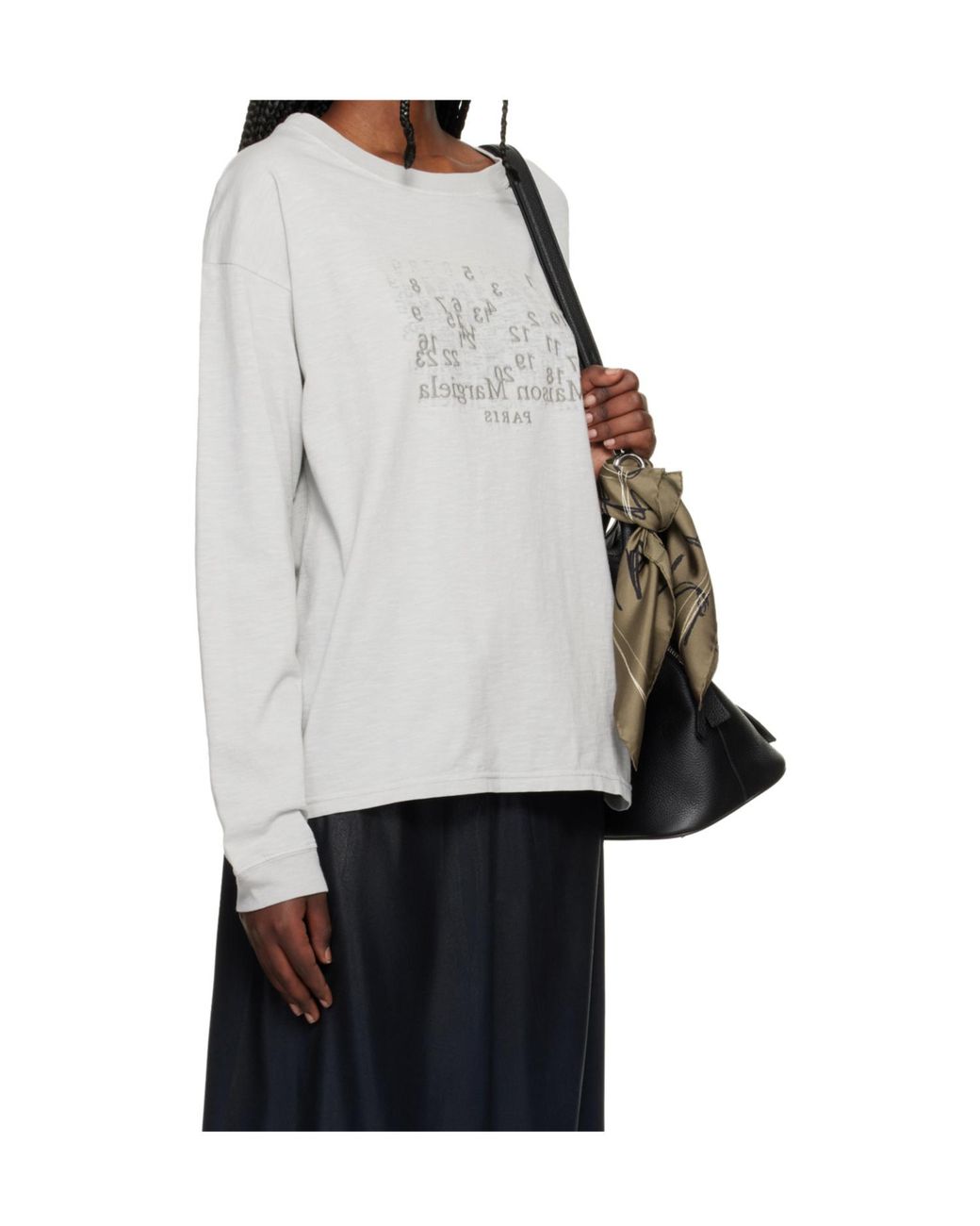 Maison Margiela Gray Logo Embroidered T-Shirt