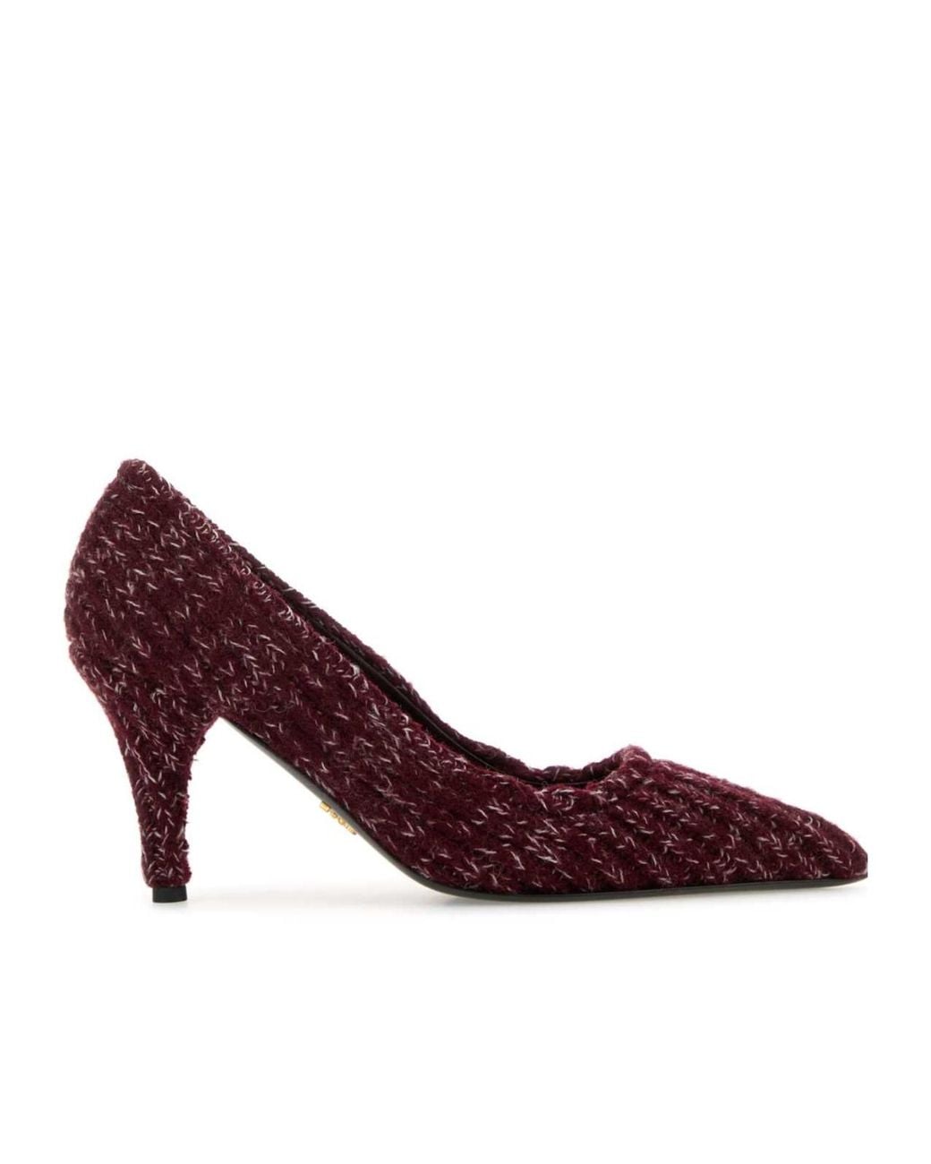 Prada Purple Knitted Pointed-Toe Pumps
