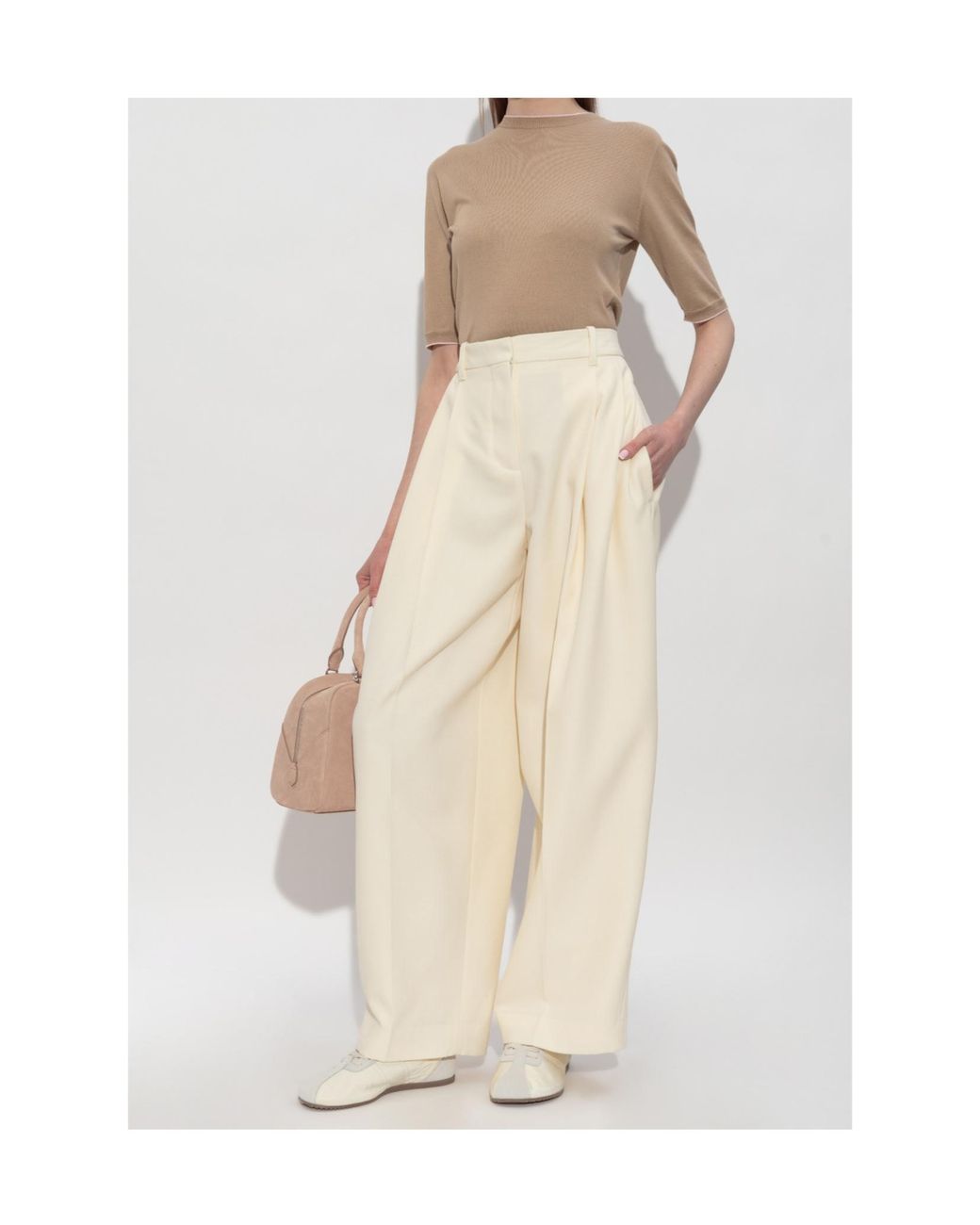 Fabiana Filippi Natural Short-Sleeve Knitted Top