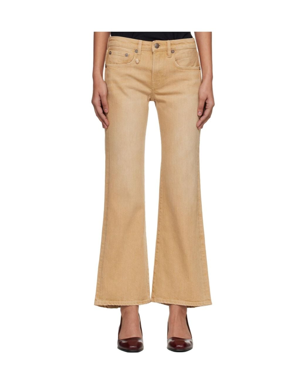 R13 Natural Mid-Rise Flared Jeans