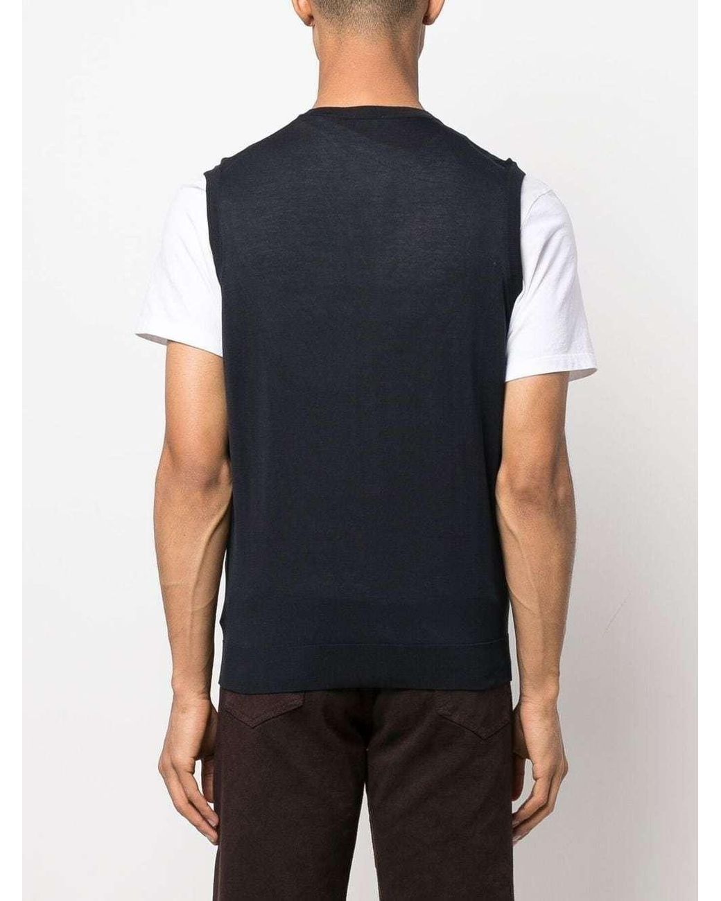 Drumohr Blue Sleeveless Buttoned Jacket for men