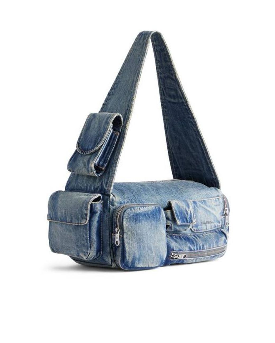 Balenciaga Blue Superbusy Denim Small Sling Bag for men