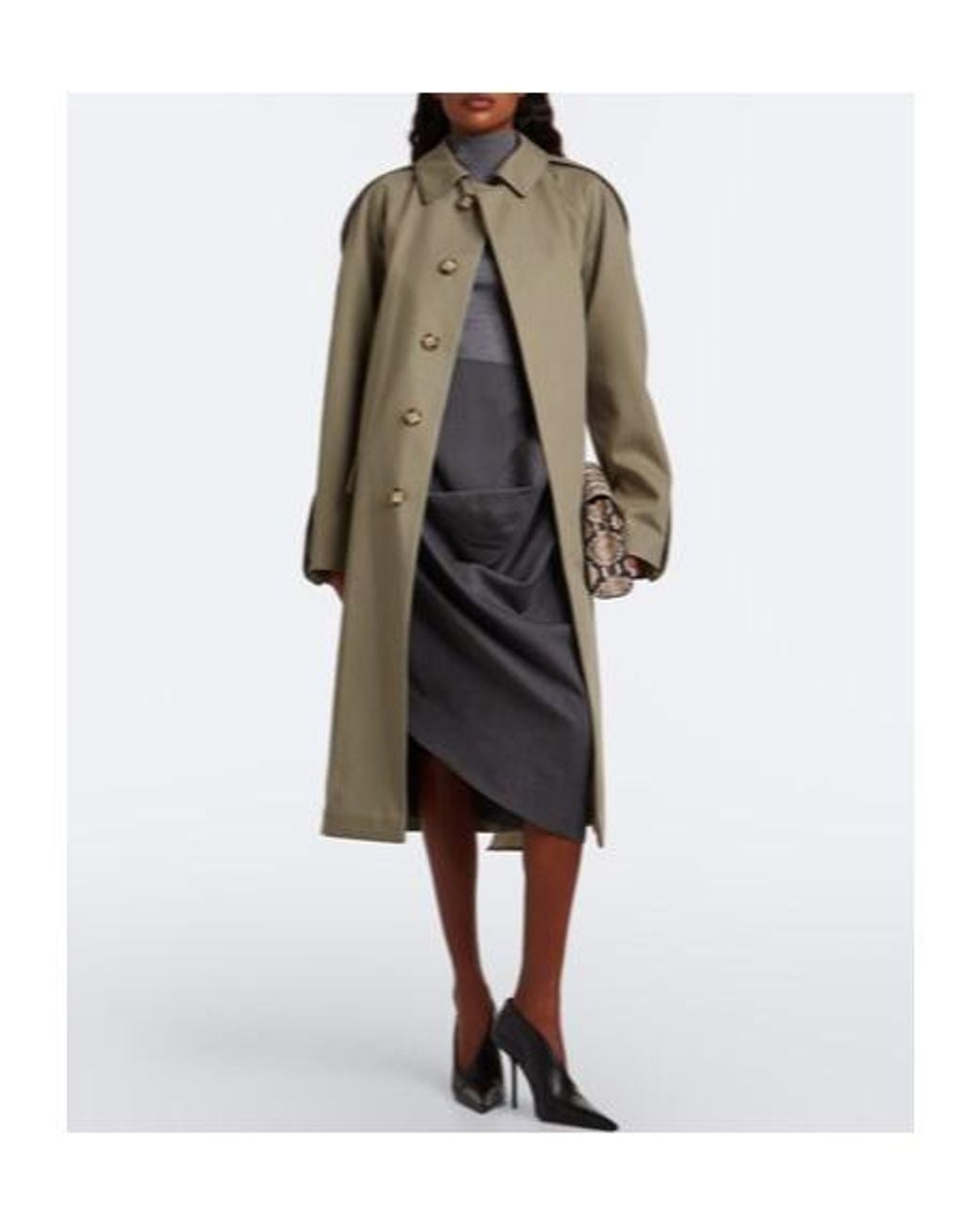 Victoria Beckham Natural Belted Cotton Gabardine Coat