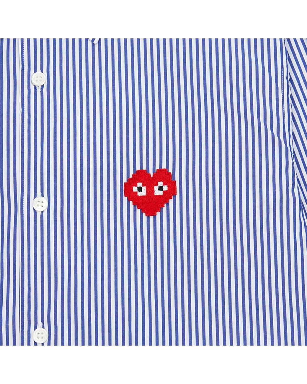 COMME DES GARÇONS PLAY Blue Lapel Long Sleeve Shirt for men