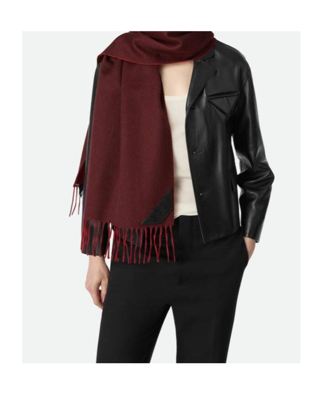 Bottega Veneta Red Bi-Color Cashmere Scarf