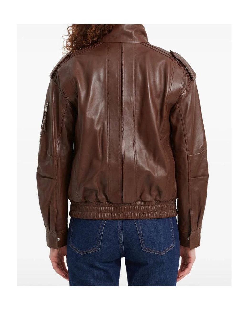 Frankie Shop Brown Long-Sleeve Leather Jacket