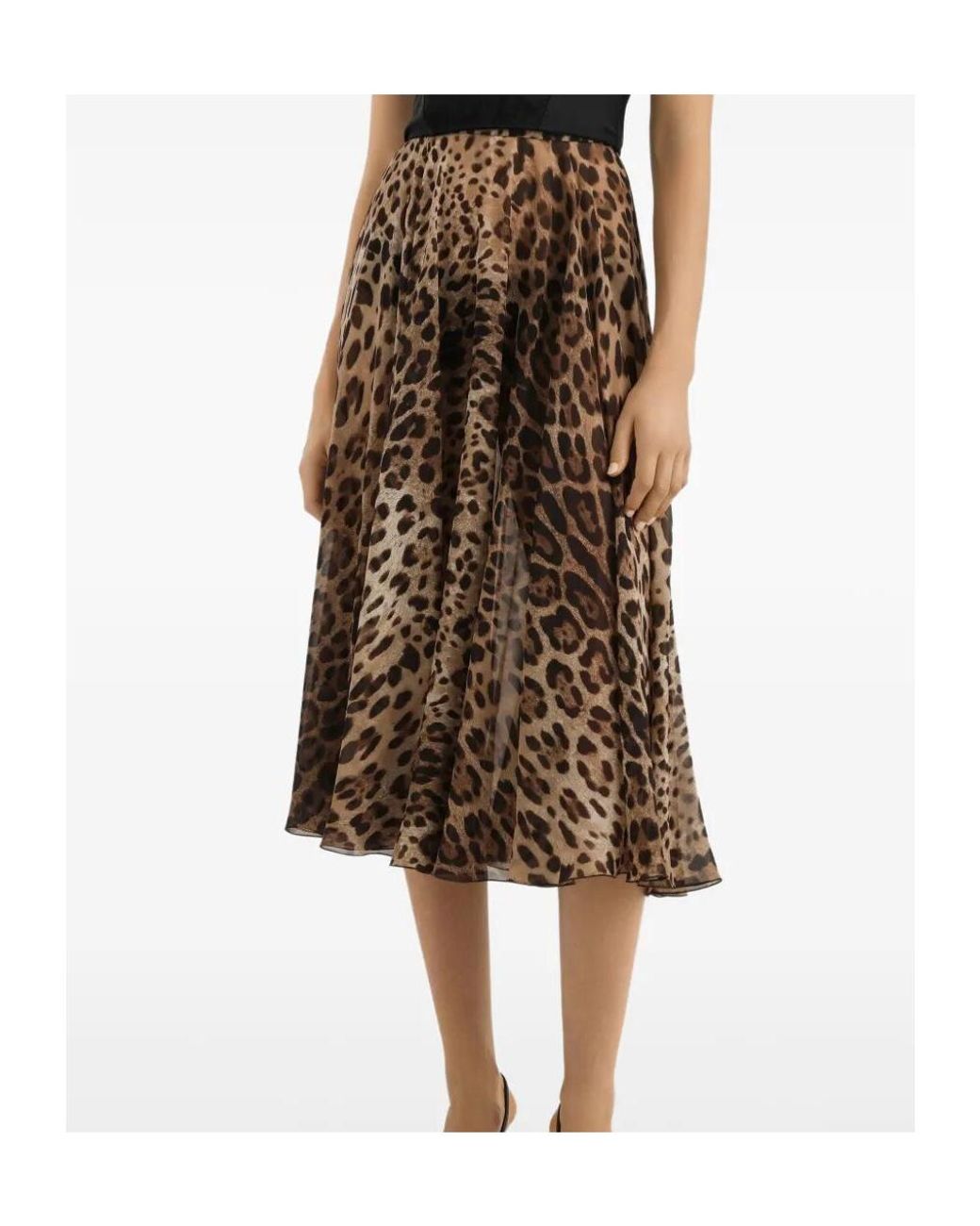 Dolce & Gabbana Brown Beige Silk Long Skirt