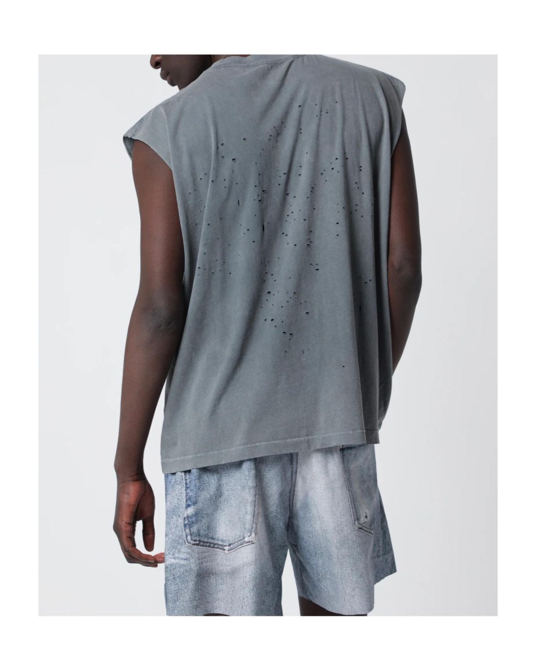 Satisfy Gray Mothtech Distressed Sleeveless T-Shirt for men