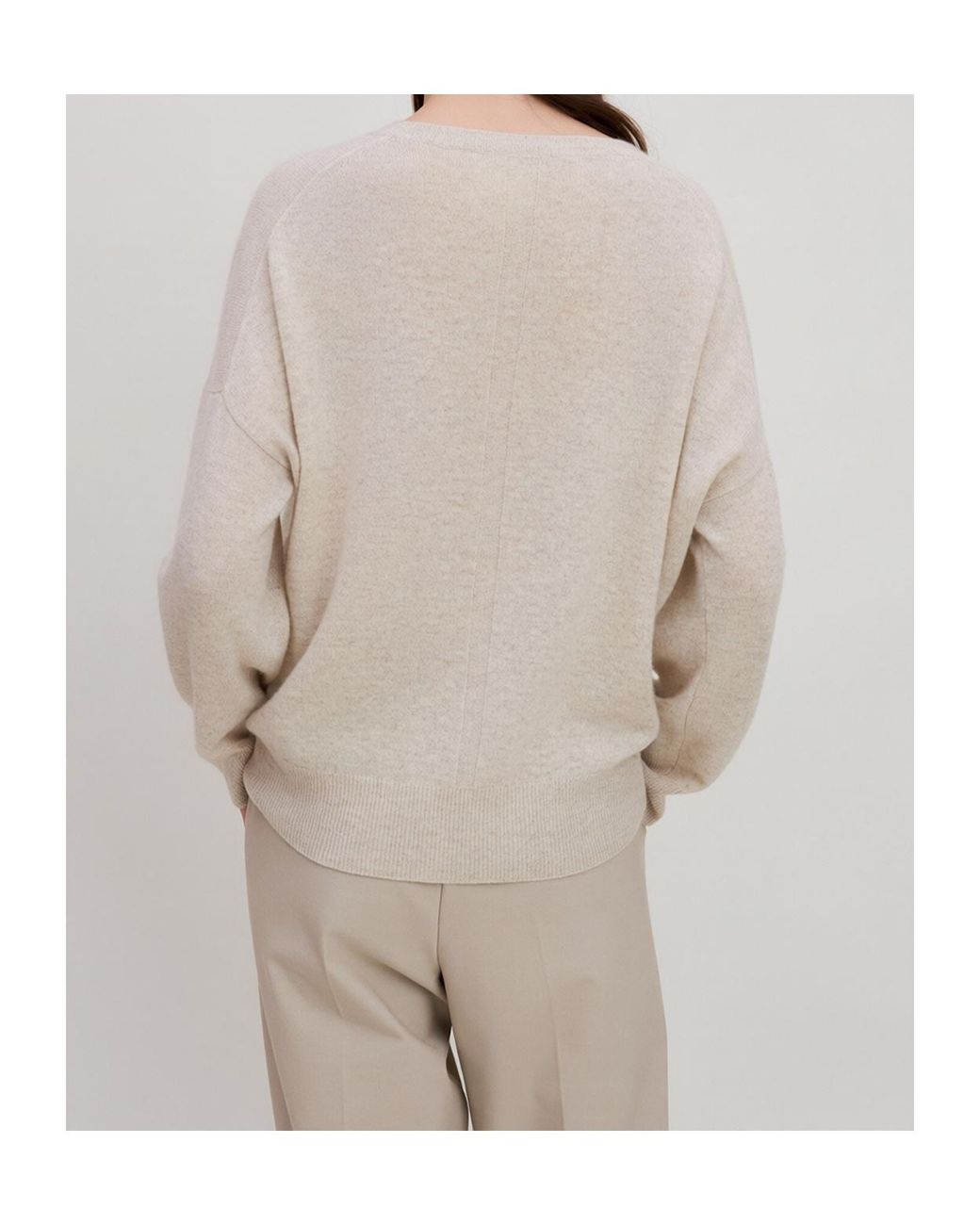 Marella Gray Ribbed V-Neck Knit Top